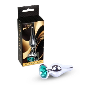Biżuteria analna srebrna MyLove Toys zielona 9,5 cm