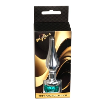 Biżuteria analna srebrna MyLove Toys zielona 9,5 cm