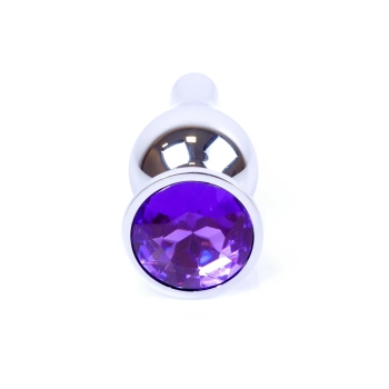 Stalowy korek analny z diamentem MyLove Toys fioletowy 9,5 cm