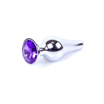 Stalowy korek analny z diamentem MyLove Toys fioletowy 9,5 cm