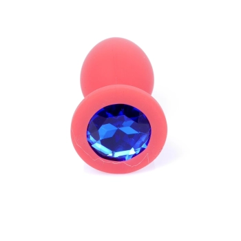 Korek analny silikonowy z diamentem MyLove Toys czerwony 7 cm