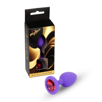 Biżuteria analna silikonowa MyLove Toys fioletowa z diamencikiem mała 7 cm