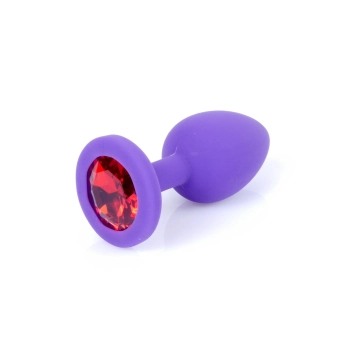 Biżuteria analna silikonowa MyLove Toys fioletowa z diamencikiem mała 7 cm