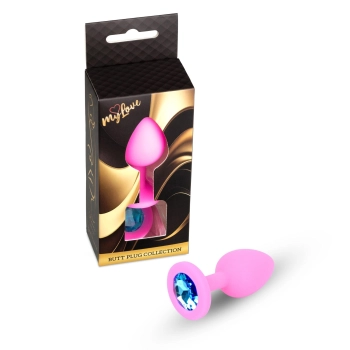 Korek analny silikonowy różowy z diamencikiem MyLove Toys 8 cm