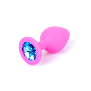 Korek analny silikonowy różowy z diamencikiem MyLove Toys 8 cm
