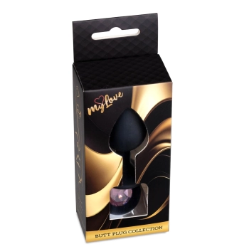 Korek analny silikonowy MyLove Toys czarny z diamentem średni 8 cm