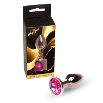 Stalowy korek analny z diamentem MyLove Toys różowy 7 cm