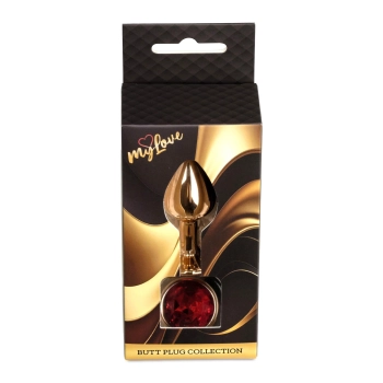 Biżuteria analna stalowa z diamentem MyLove Toys czerwona 7 cm