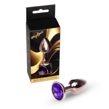 Korek analny stalowy z diamentem MyLove Toys fioletowy 7 cm