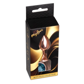 Biżuteria analna stalowa z diamentem MyLove Toys jasnoniebieska 7 cm