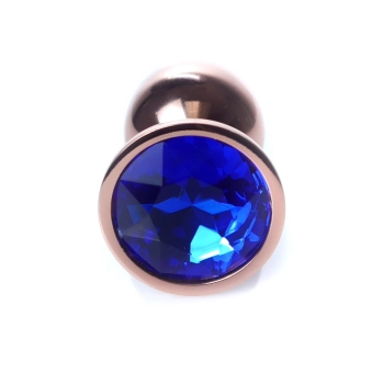 Stalowy korek analny z diamentem MyLove Toys granatowy 7 cm