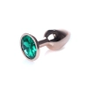 Korek analny stalowy MyLove Toys zielony z diamentem 7 cm