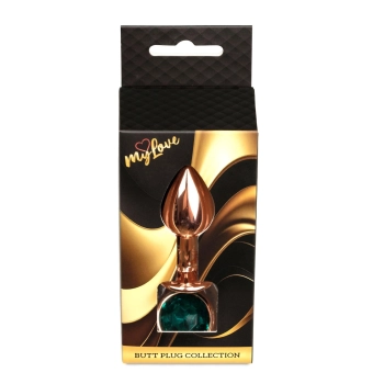 Korek analny stalowy MyLove Toys zielony z diamentem 7 cm