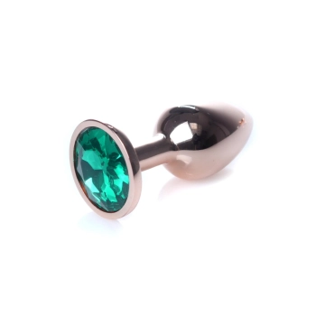 Korek analny stalowy MyLove Toys zielony z diamentem 7 cm