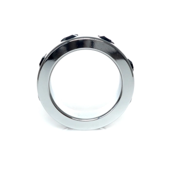 Pierścień-Metal Cock Ring with Black Diamonds Medium