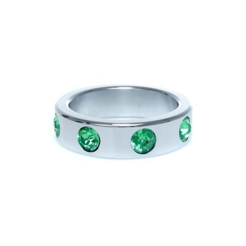 Pierścień-Metal Cock Ring with Green Diamonds Large