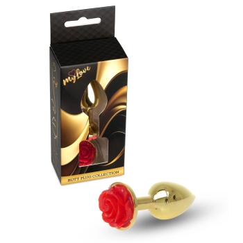 Biżuteria analna złota z czerwoną różą MyLove Toys 7 cm