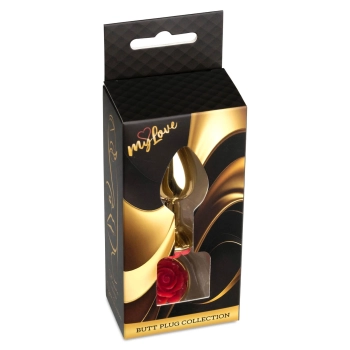 Biżuteria analna złota z czerwoną różą MyLove Toys 7 cm