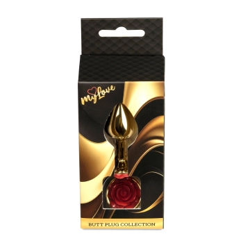 Biżuteria analna złota z czerwoną różą MyLove Toys 7 cm