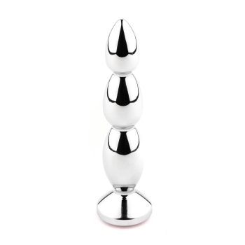 Długi metalowy korek analny z różowym kryształem HeavyFun 13,5 cm