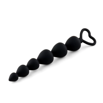 Kule analne silikonowe HeavyFun czarne serce 17 cm