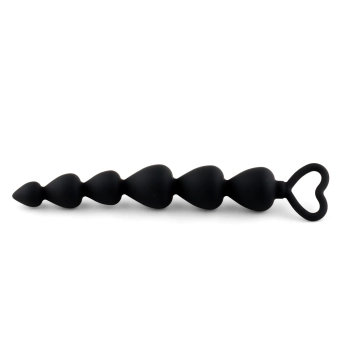 Kule analne silikonowe HeavyFun czarne serce 17 cm