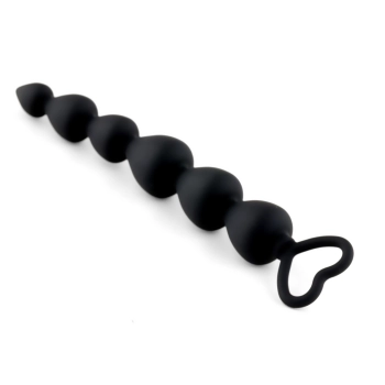 Kule analne silikonowe HeavyFun czarne serce 17 cm