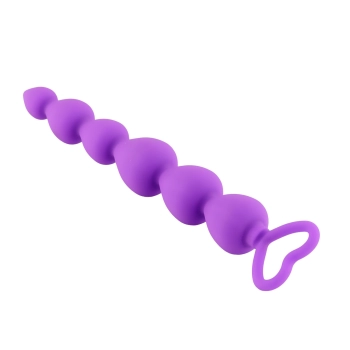 Kule analne silikonowe fioletowe HeavyFun z serduszkiem 17 cm