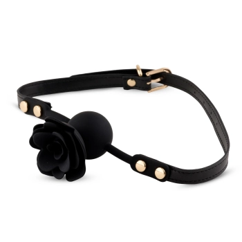 Knebel silikonowy Black Rose z różą i kanałem 4,2 cm