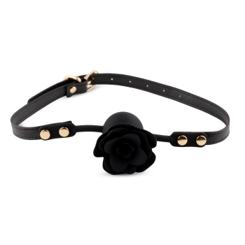 Knebel silikonowy Black Rose z różą i kanałem 4,2 cm