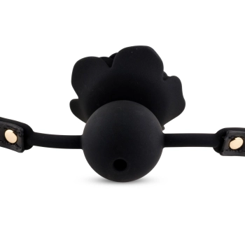 Knebel silikonowy Black Rose z różą i kanałem 4,2 cm