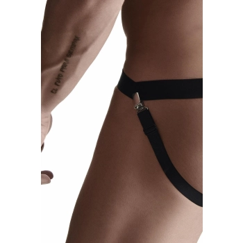 Jockstrap męski Regnes Fetish Planet z metalowym kółkiem czarny S/M