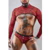 Krótki top tiulowy Regnes Fetish Planet czarno czerwona zebra M