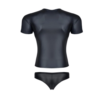 męski komplet z wetlooka: t-shirt w serek, figi typu brazyliany S