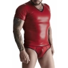 męski komplet z wetlooka: t-shirt w serek, figi typu brazyliany XL