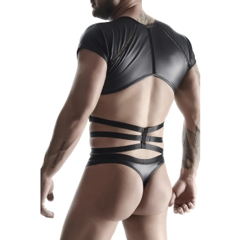 Koszulka męska wetlook Regnes Fetish Planet z gumkami i wstawkami XXL