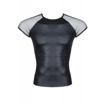 Męski t-shirt wetlook z siatką Regnes Fetish Planet czarny S