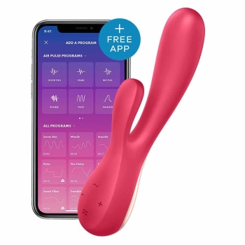 Wibrator króliczek Satisfyer Mono Flex czerwony z aplikacją