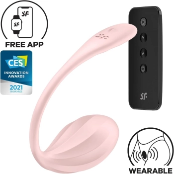 Jajko wibrujące prążkowane Satisfyer Ribbed Petal różowe USB z aplikacją