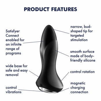 Wibrujący rotacyjny korek analny Satisfyer Plug 1 Connect App czarny