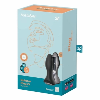 Silikonowy korek analny wibrujący rotacyjny Satisfyer 2 Connect App czarny