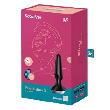Wibrujący korek analny silikonowy Satisfyer Plugilicious 2 czarny