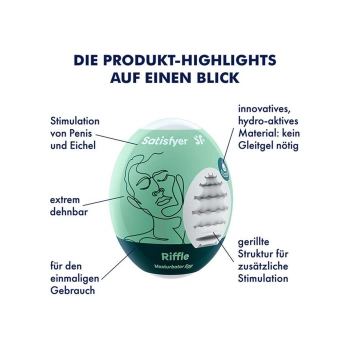 Jajko masturbator hydroaktywne Satisfyer Eggcited Riffle jasnozielone 7 cm