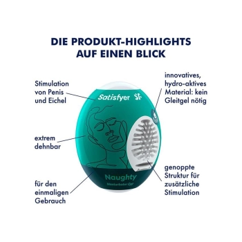 Masturbator jajko Satisfyer EGGCITED hydroaktywny ciemnozielony biały