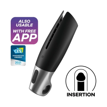 Masturbator wibracyjny Satisfyer Power silikonowy czarny srebrny USB