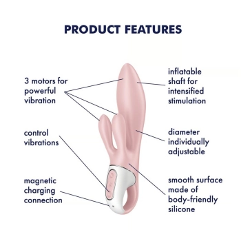 Wibrator króliczek nadmuchiwany Satisfyer Air Pump Bunny 3 różowy USB