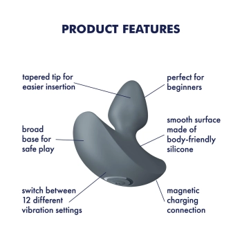 Wibrujący korek analny Satisfyer Booty Beginners ciemnieniebieski 8 cm USB
