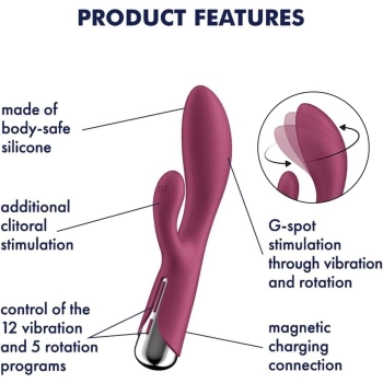 Wibrator króliczek z rotacją Satisfyer Spinning Rabbit 1 czerwony USB