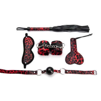 5 Pieces Leopard Bondage Set