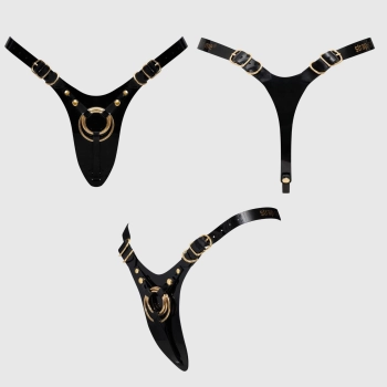 Uprząż strap-on Fabulous Strap-on-me błyszcząca czarna uniwersalna